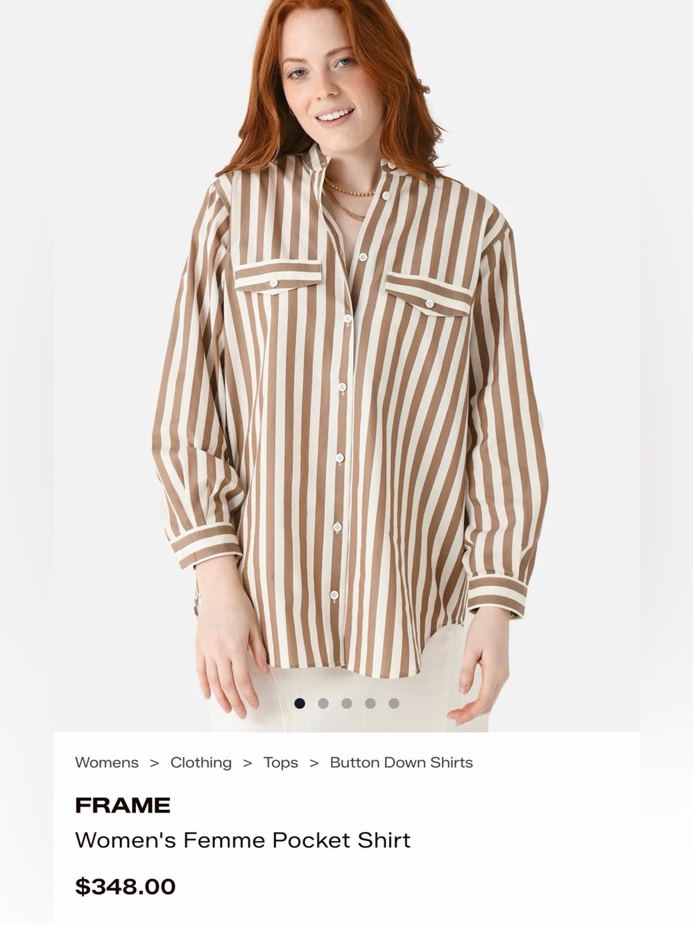FRAME Femme Pocket Silk Button Down Shirt Taupe Size M